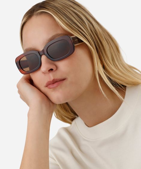 óculos de sol feminino quadrado de acetato triton marrom