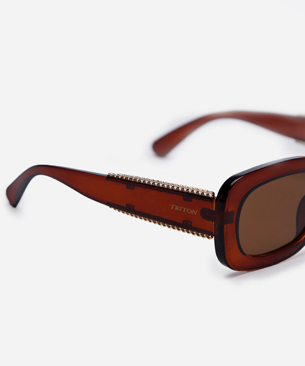 óculos de sol feminino quadrado de acetato triton marrom