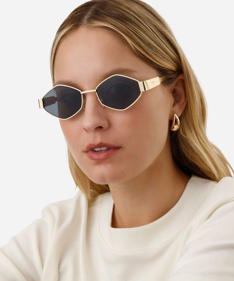 óculos de sol feminino quadrado de metal triton dourado