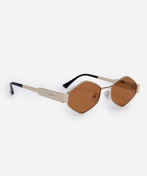 óculos de sol feminino quadrado de metal triton dourado