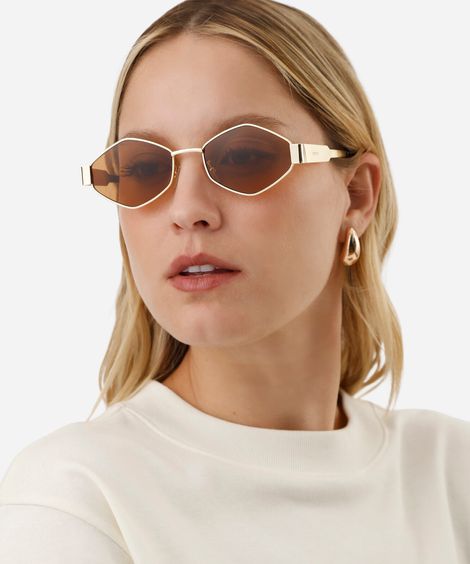 óculos de sol feminino quadrado de metal triton dourado
