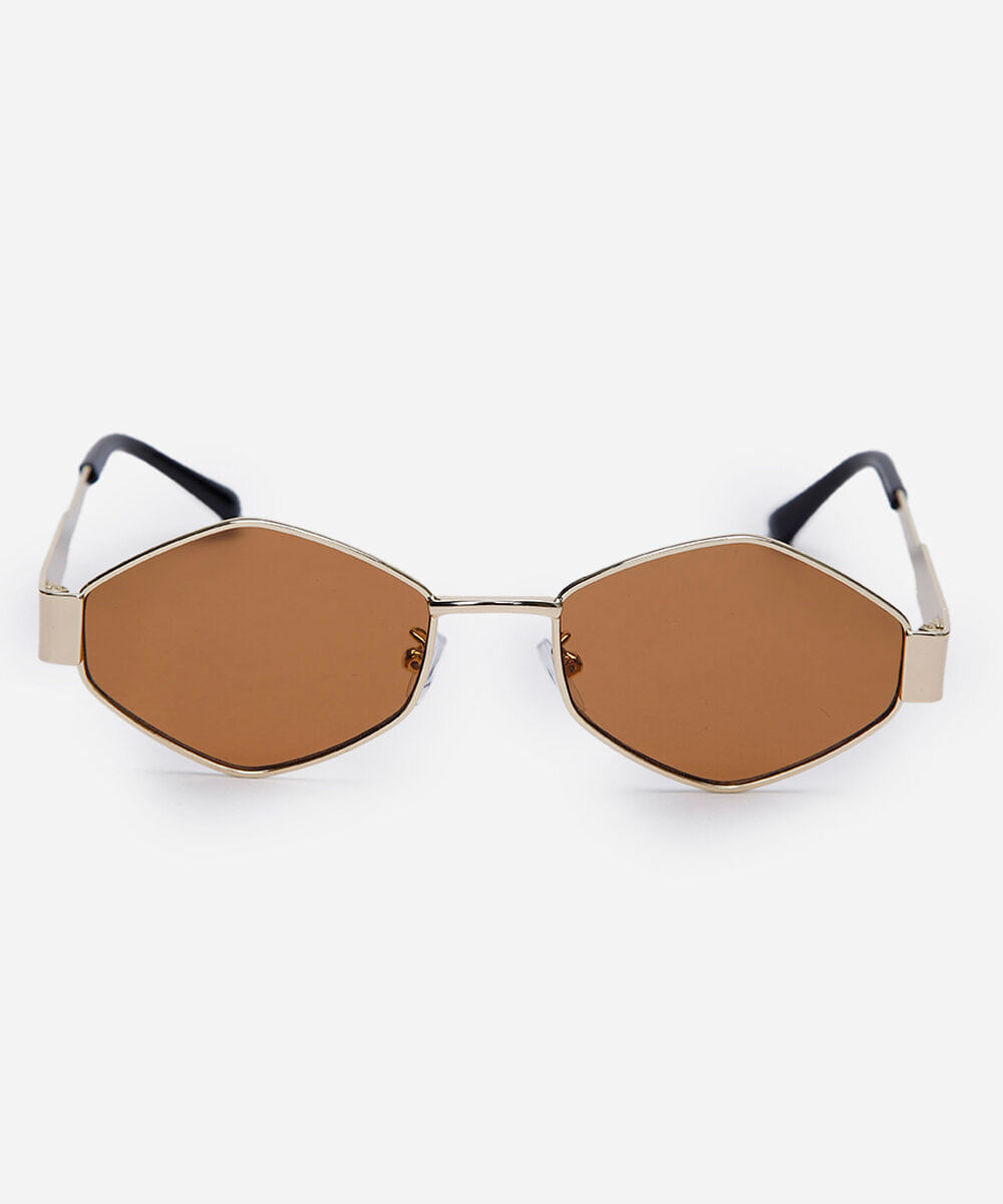 óculos de sol feminino quadrado de metal triton dourado