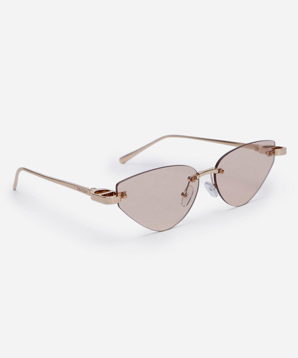 óculos de sol feminino gatinho de metal triton dourado