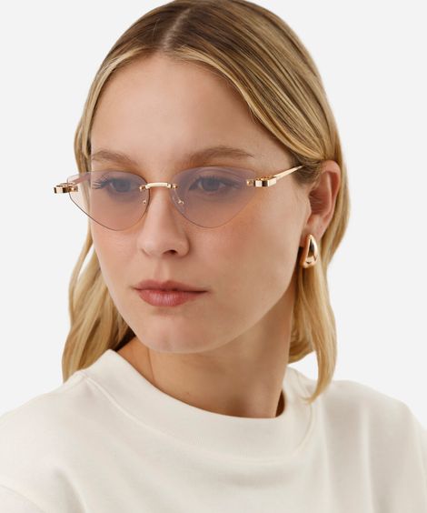 óculos de sol feminino gatinho de metal triton dourado