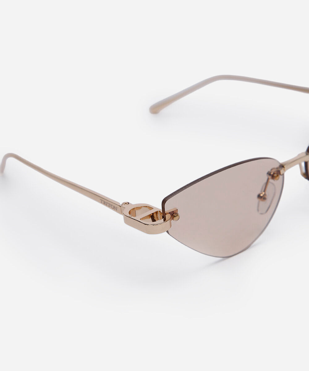 óculos de sol feminino gatinho de metal triton dourado