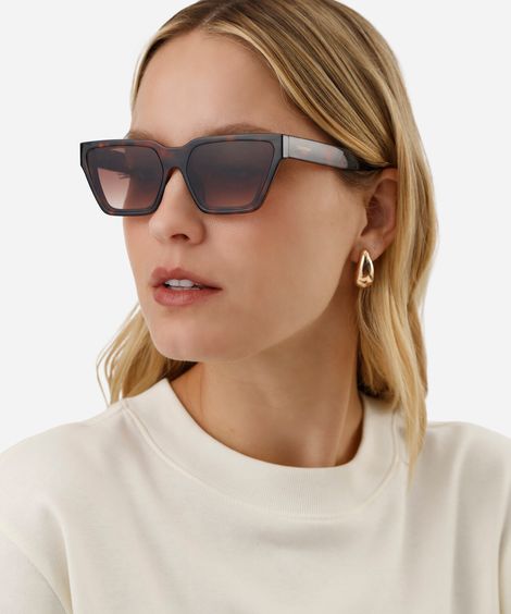 óculos de sol feminino quadrado de acetato tartaruga triton marrom