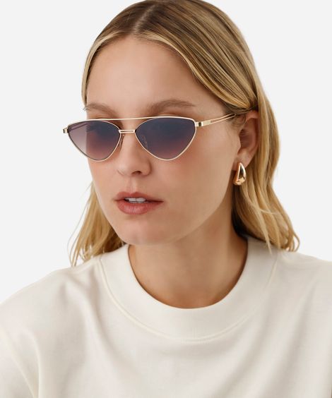óculos de sol feminino gatinho de metal triton dourado