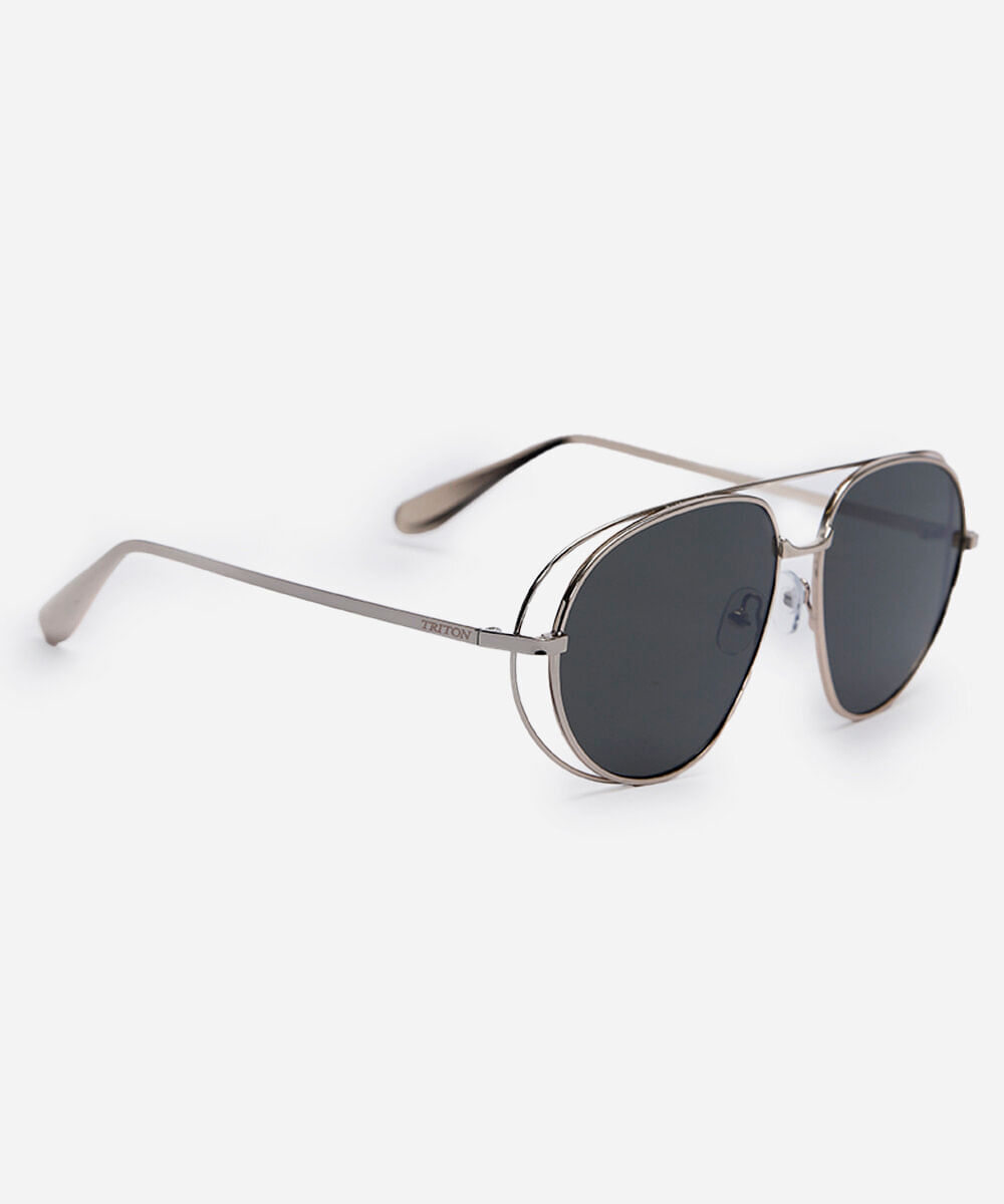 óculos de sol feminino aviador de metal triton dourado