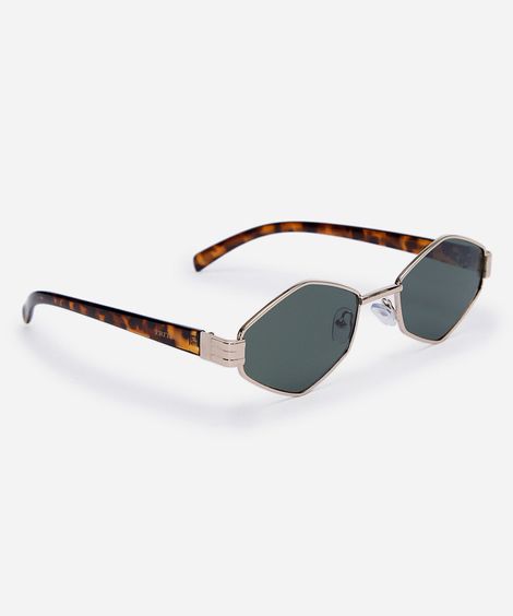 óculos de sol oval feminino de metal triton dourado
