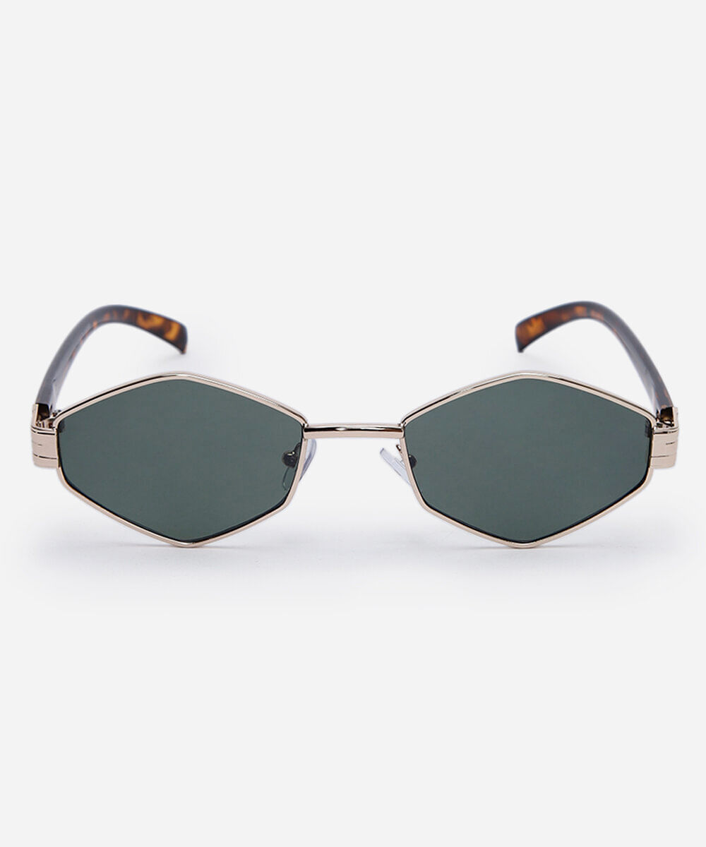 óculos de sol oval feminino de metal triton dourado