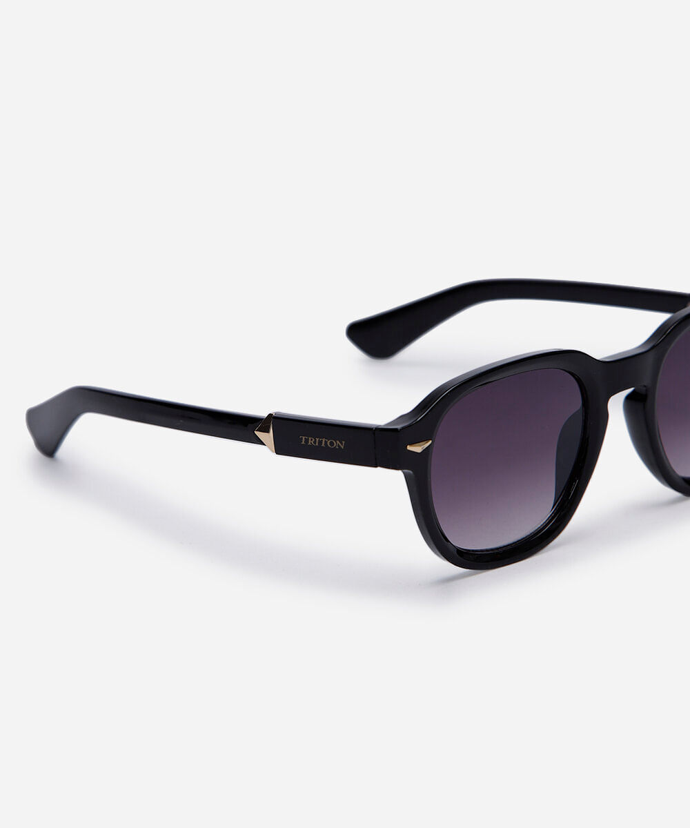 óculos de sol feminino redondo de acetato triton preto