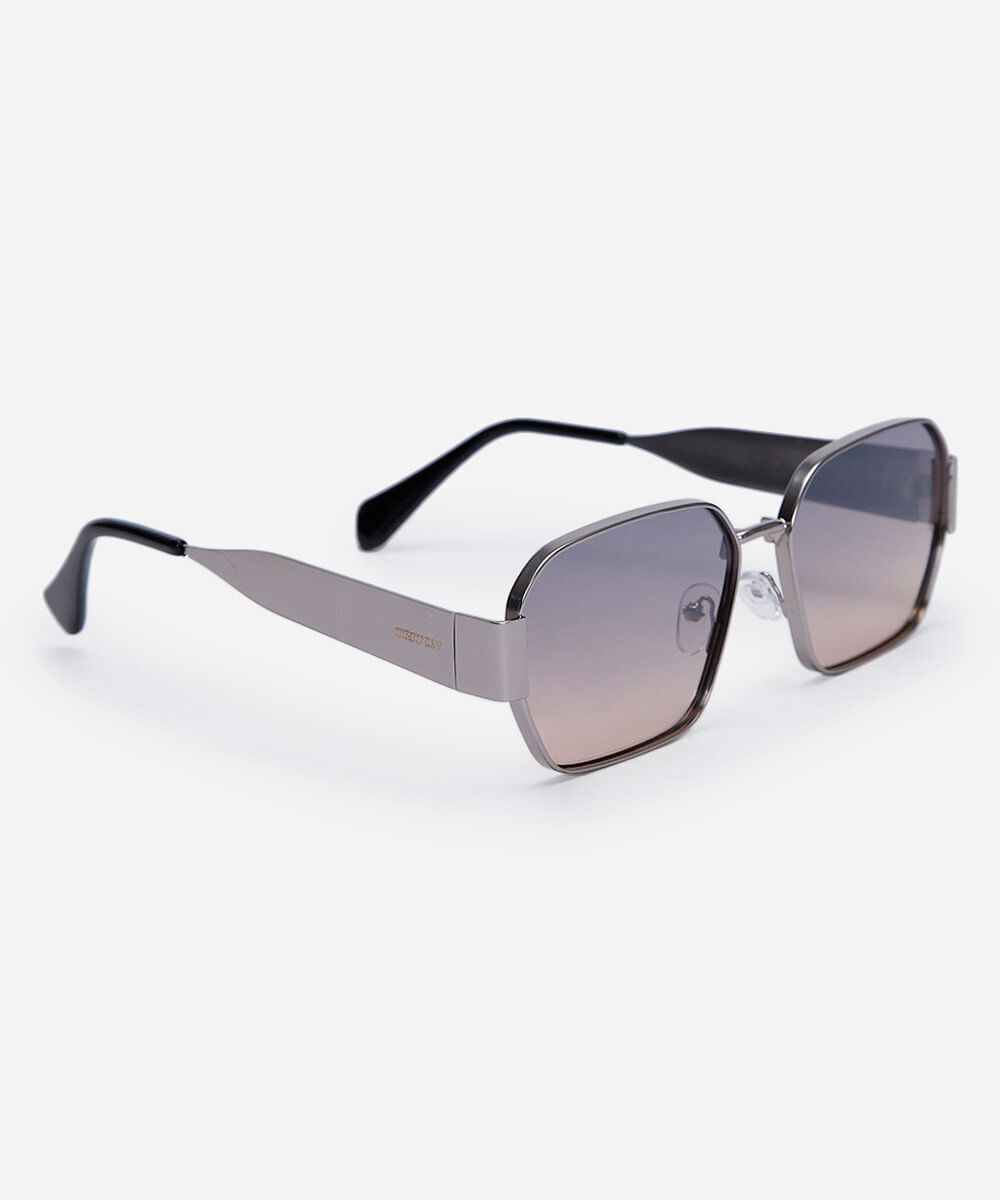óculos de sol feminino quadrado de metal triton cinza