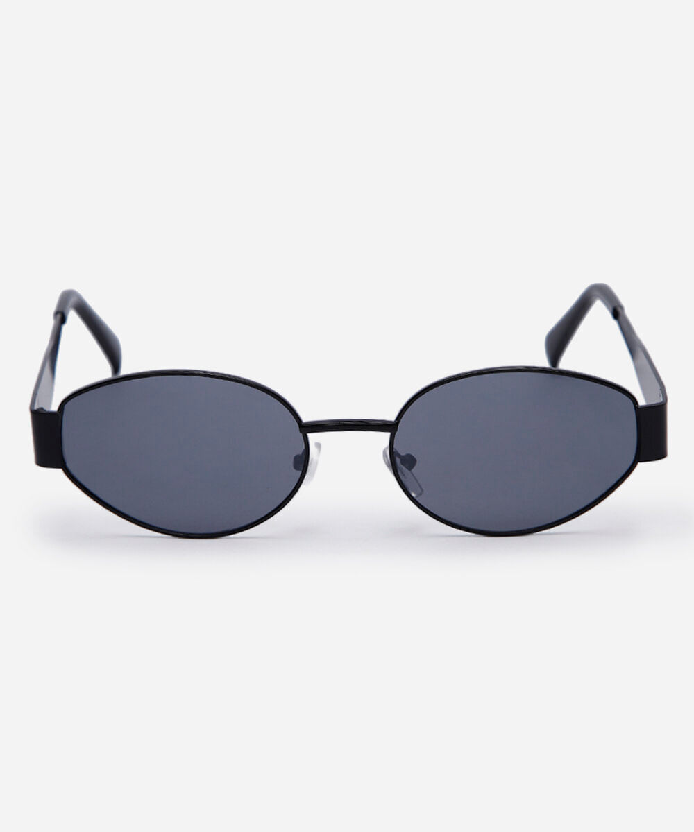 óculos de sol feminino redondo de metal triton preto