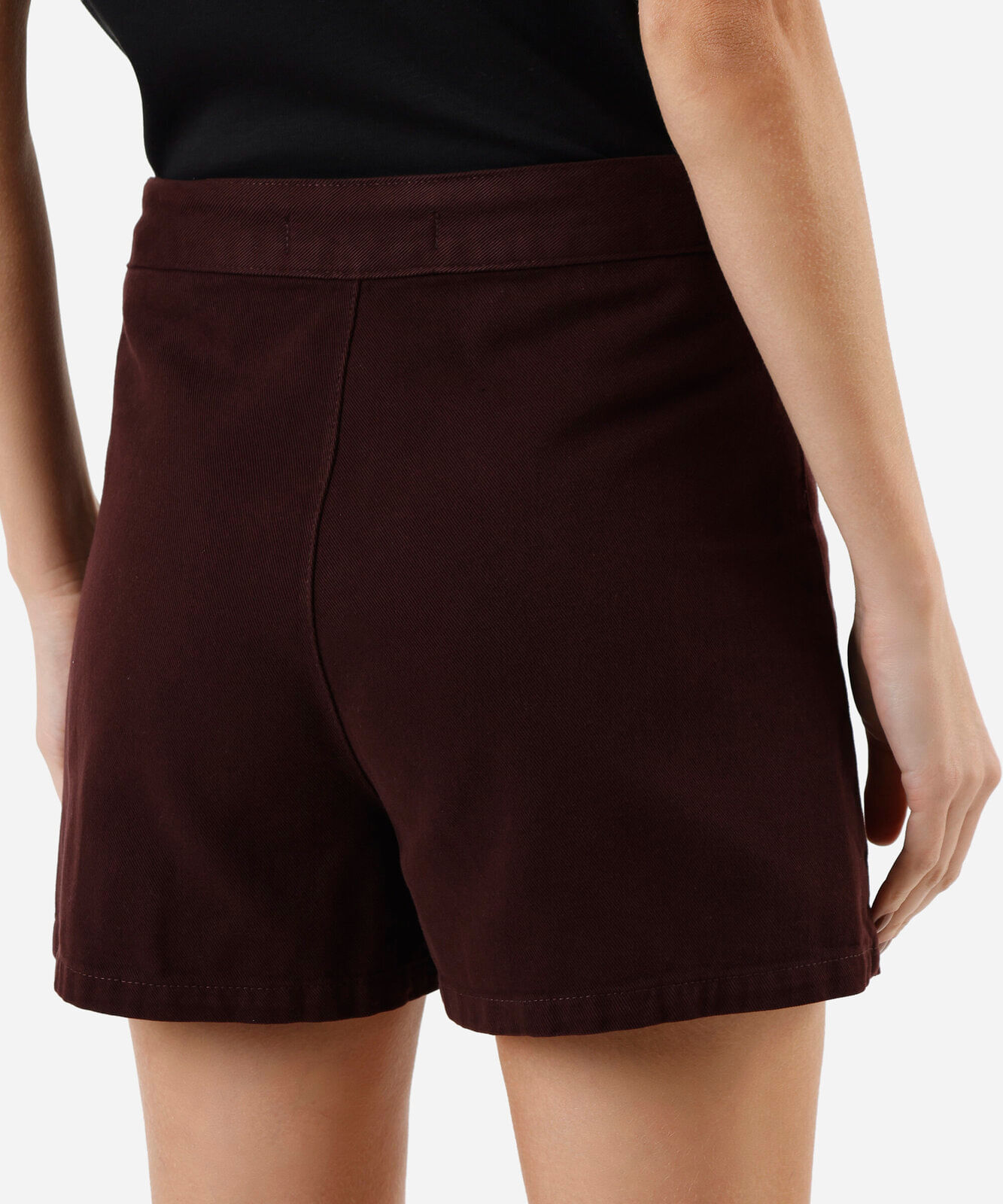 short saia feminino de sarja com fenda vinho