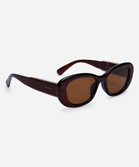 óculos de sol feminino gatinho de acetato triton marrom