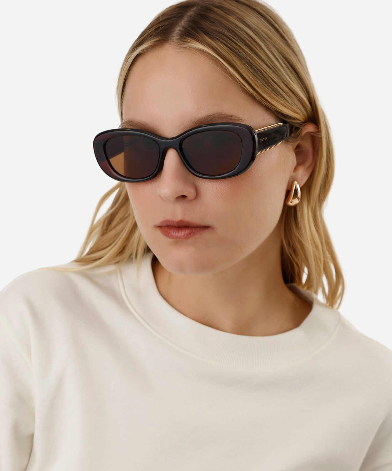 óculos de sol feminino gatinho de acetato triton marrom