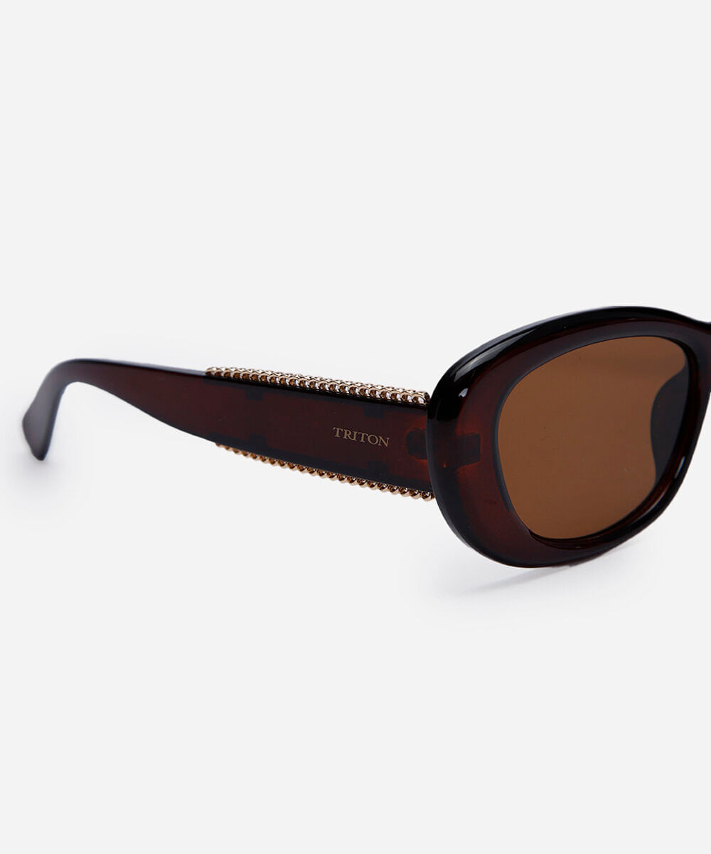 óculos de sol feminino gatinho de acetato triton marrom