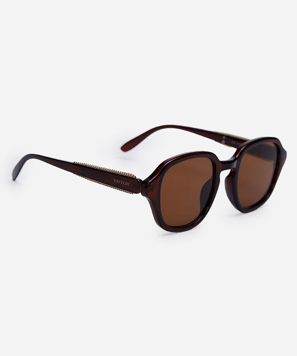 óculos de sol feminino quadrado de acetato triton marrom