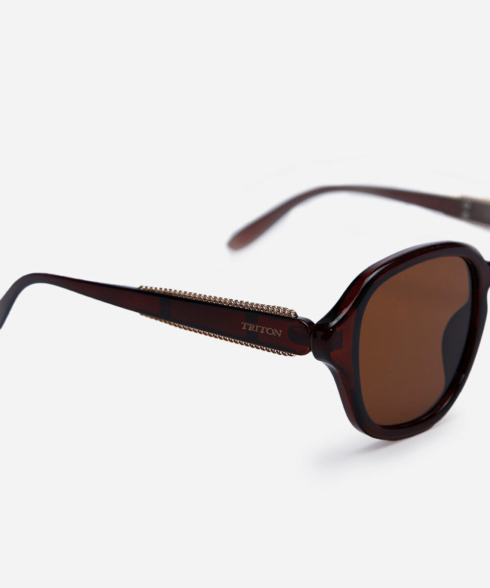 óculos de sol feminino quadrado de acetato triton marrom