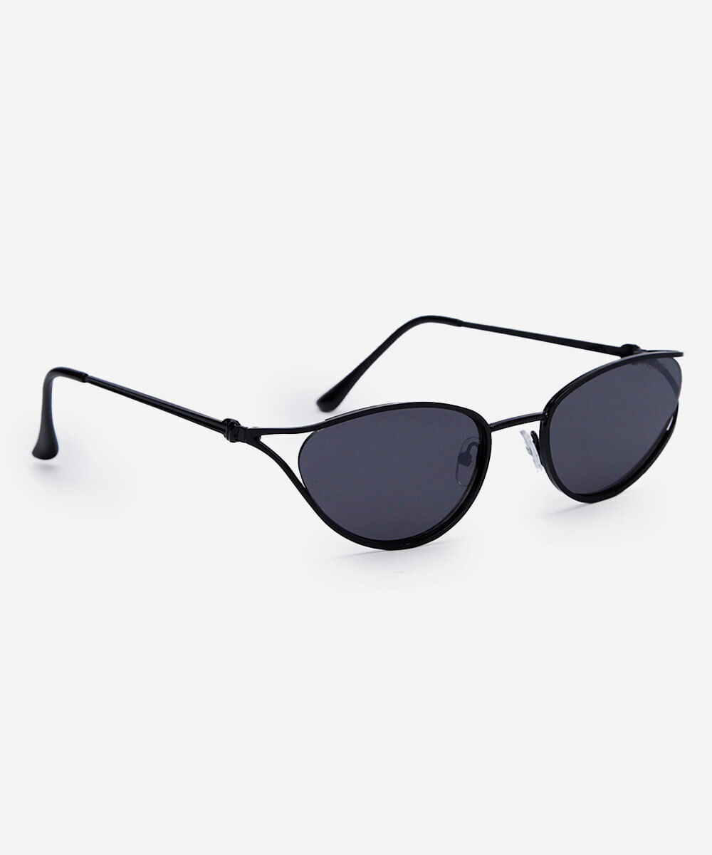 óculos de sol feminino oval de metal triton preto