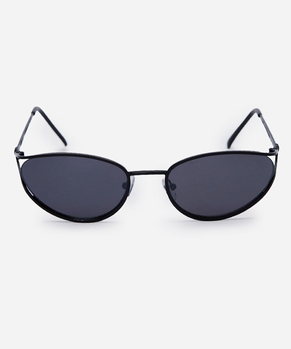 óculos de sol feminino oval de metal triton preto