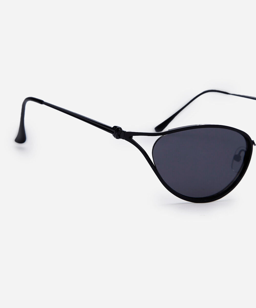 óculos de sol feminino oval de metal triton preto