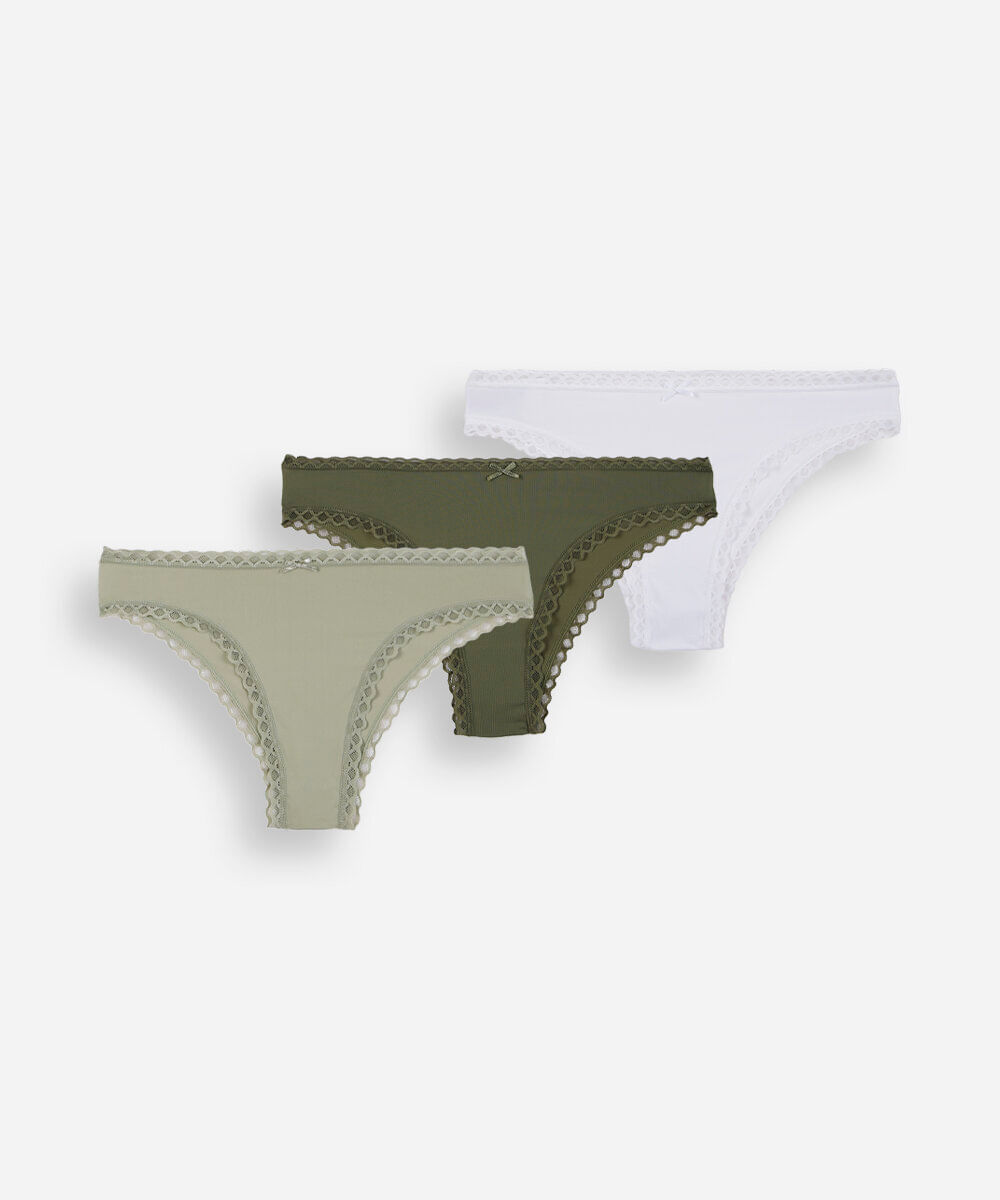kit de 3 calcinhas biquíni feminina com renda colorido