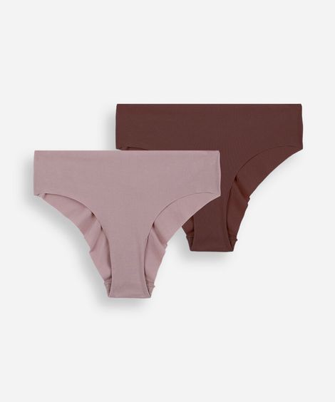 kit de 2 calcinhas largas feminina de algodão com corte a fio colorido