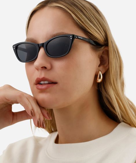 óculos de sol feminino gatinho de acetato triton preto