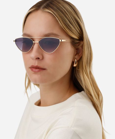 óculos de sol feminino gatinho de metal triton dourado
