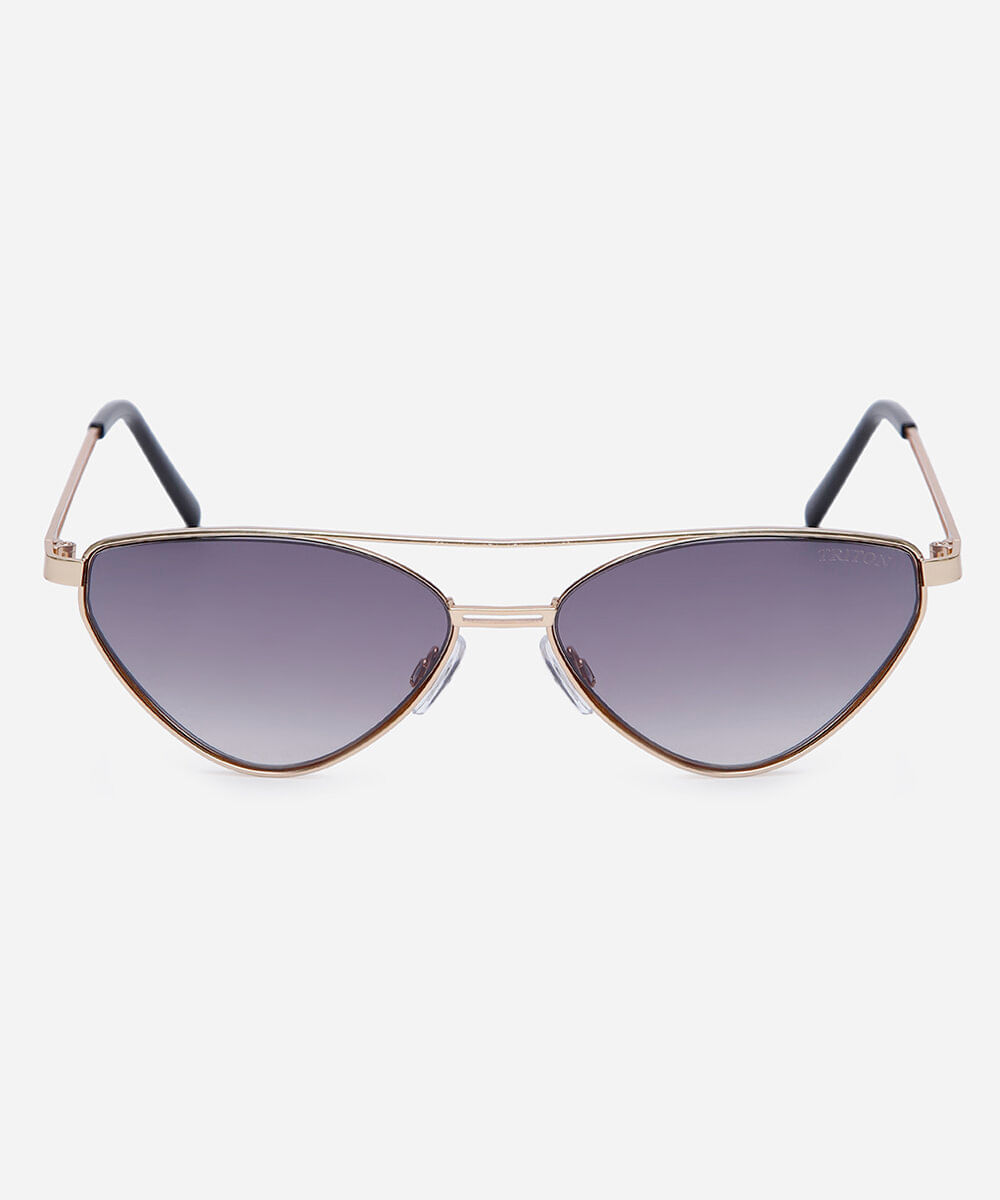 óculos de sol feminino gatinho de metal triton dourado