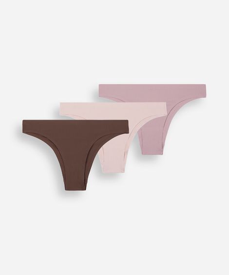 kit de 3 calcinhas biquíni feminina sem costura colorido