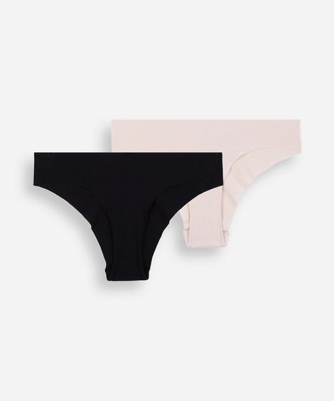 kit de 2 calcinhas biquíni feminina de algodão corte a fio colorido