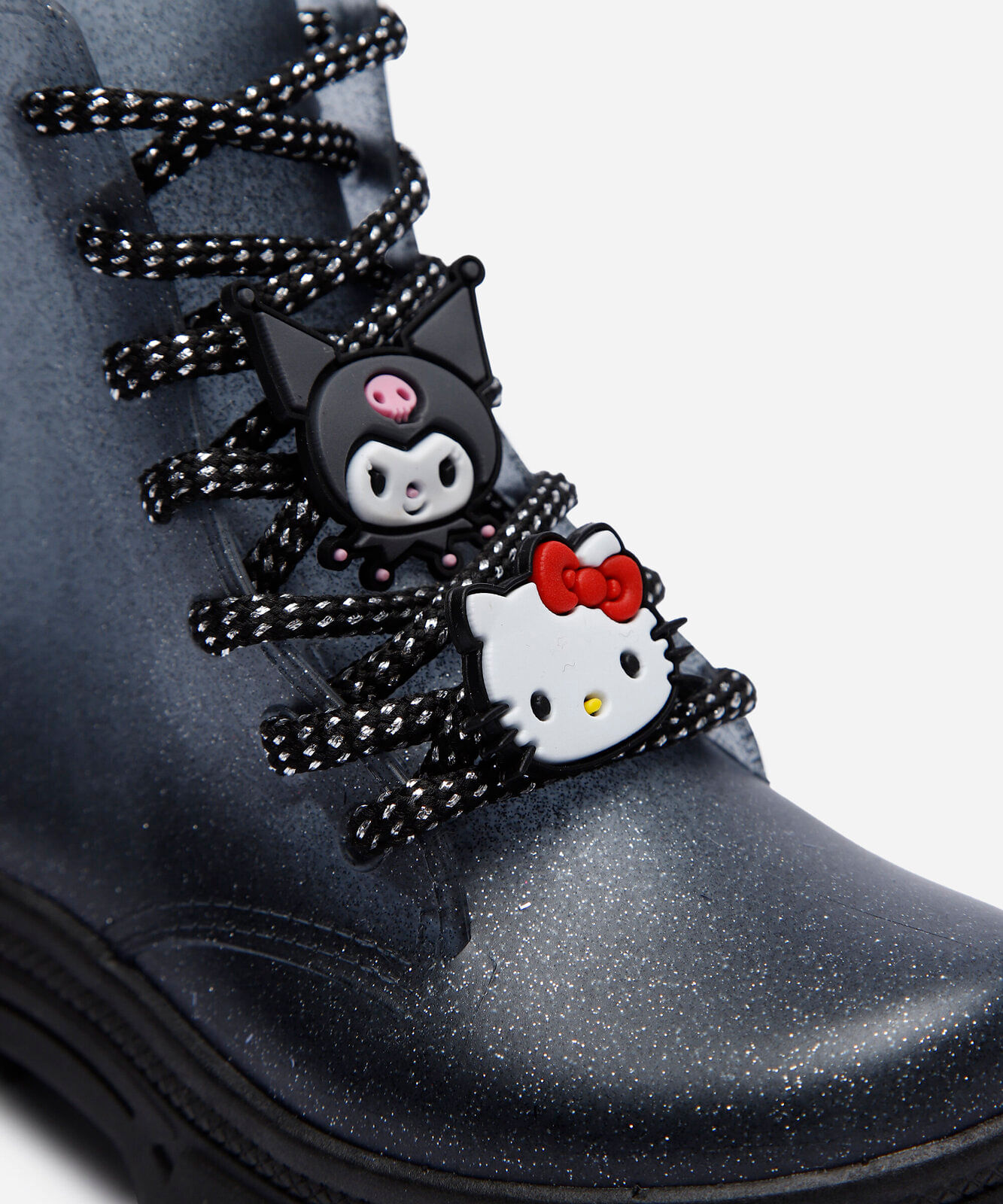 coturno infantil com glitter hello kitty preto