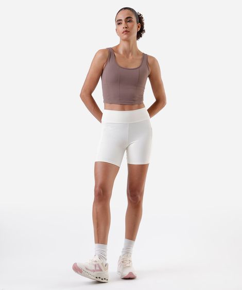 bermuda feminina com bolso esportiva ace off white