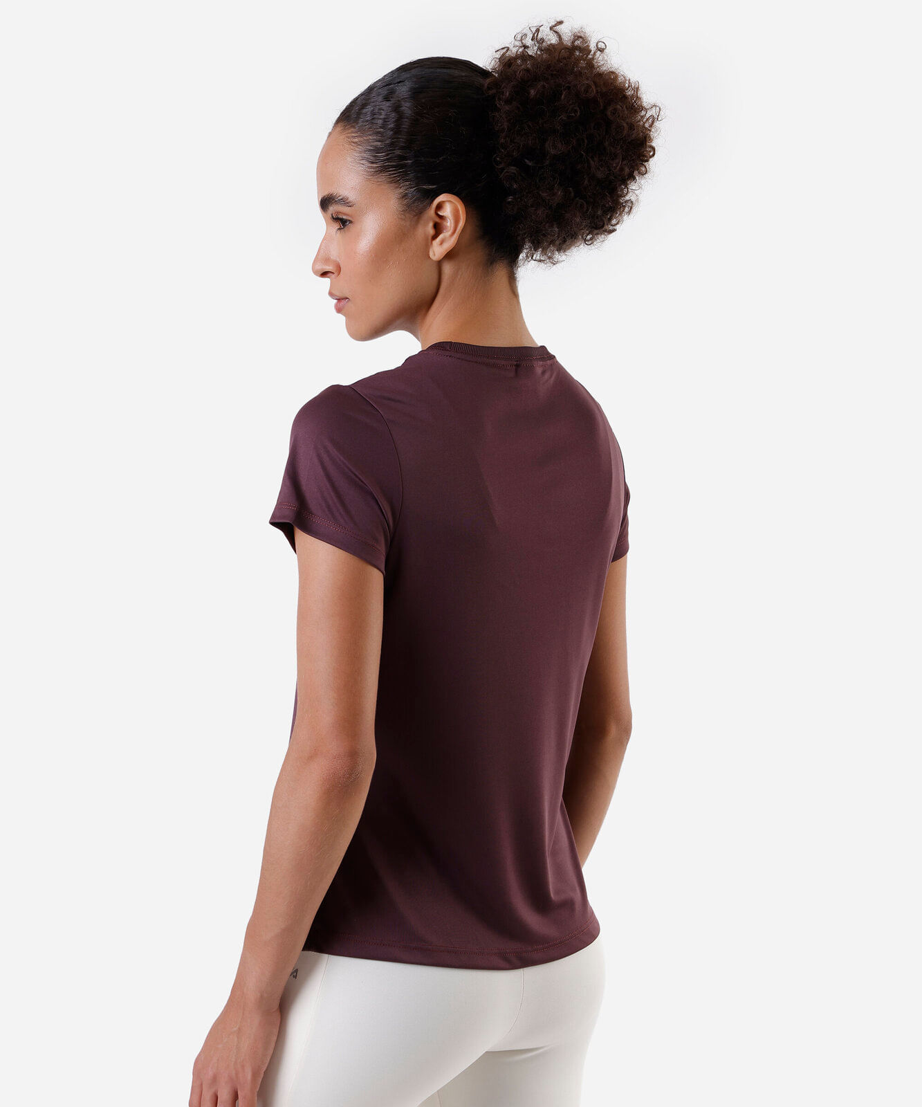 camiseta feminina manga curta tiras esportiva ace vinho