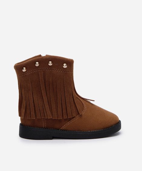 bota western infantil com franjas marrom