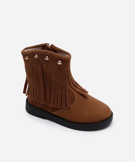 bota western infantil com franjas marrom