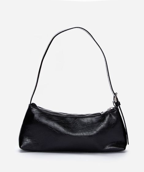 bolsa baguete com fivela preta
