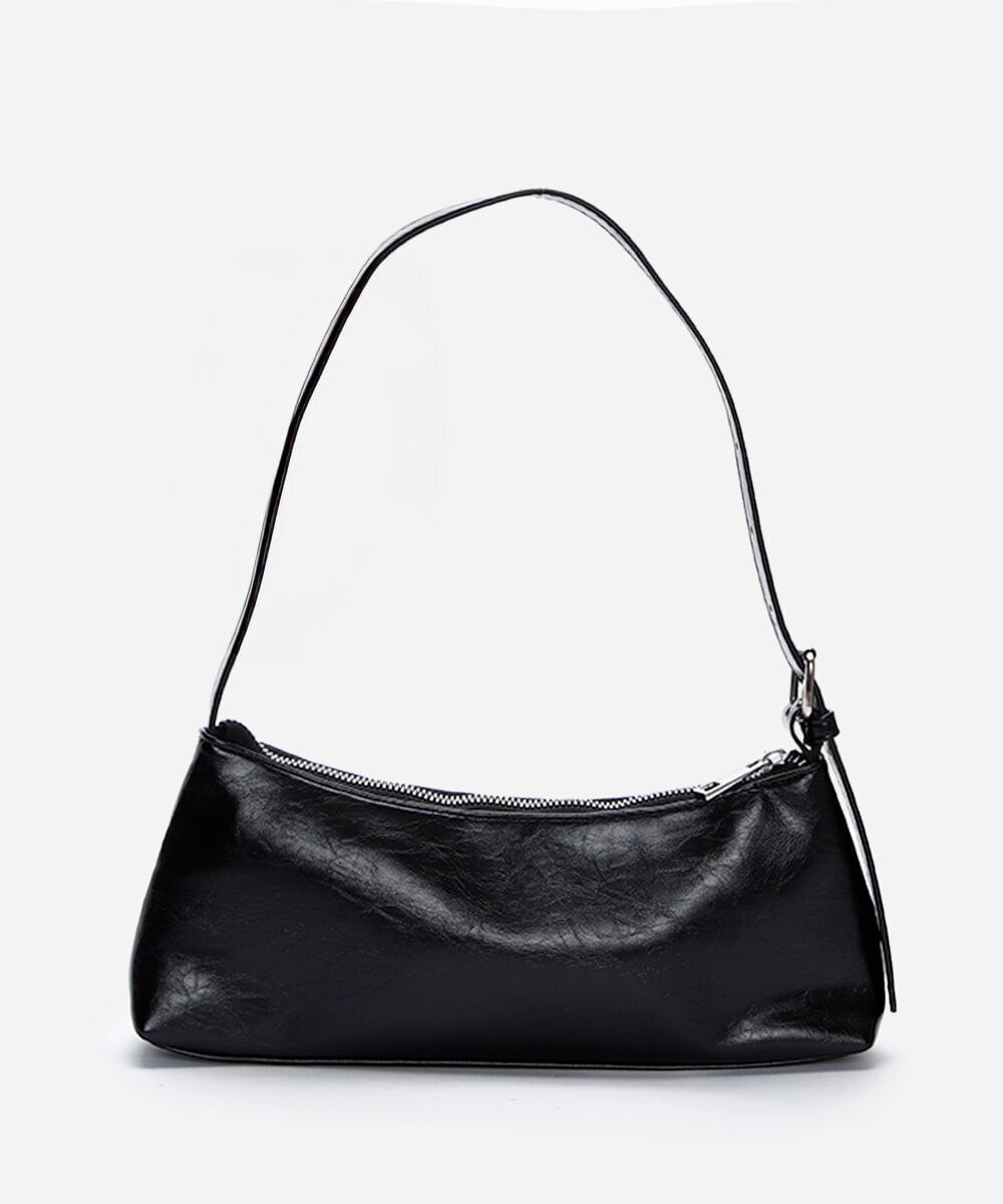 bolsa baguete com fivela preta