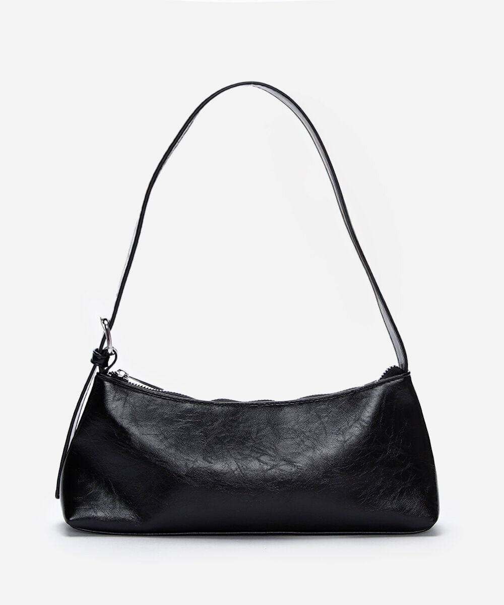 bolsa baguete com fivela preta