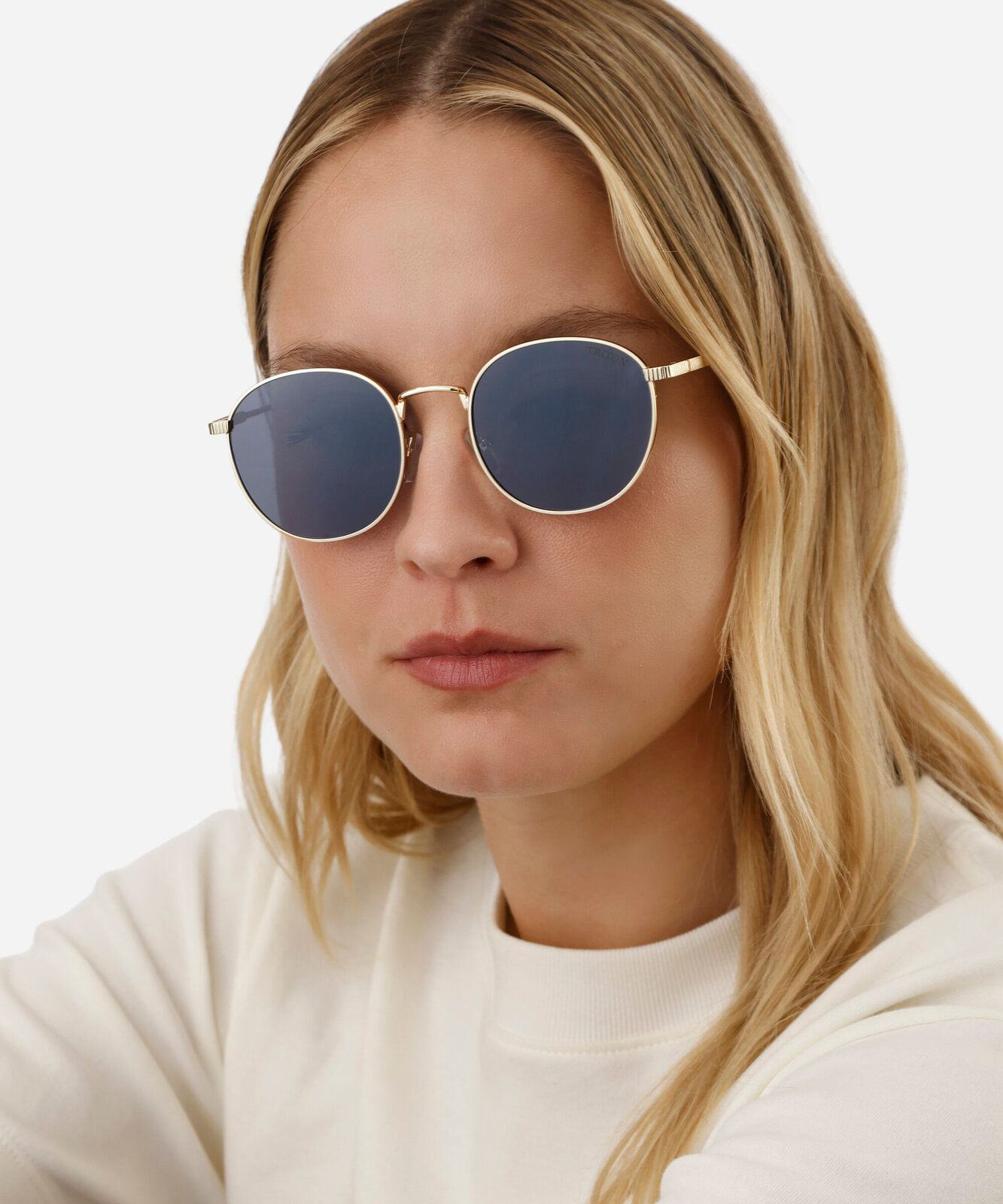 óculos de sol unissex feminino de metal triton dourado