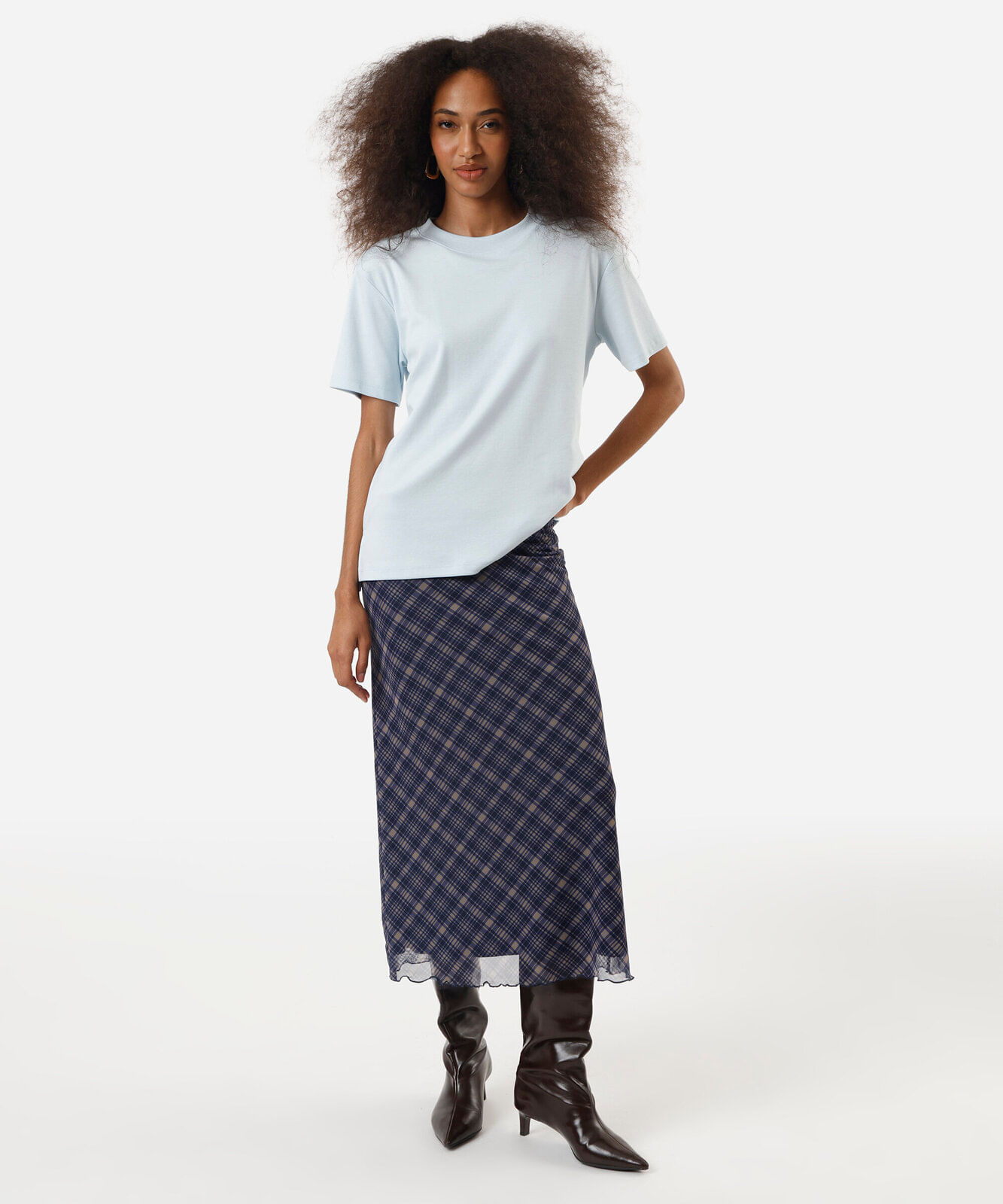 camiseta oversized feminina de algodão peruano interlock azul