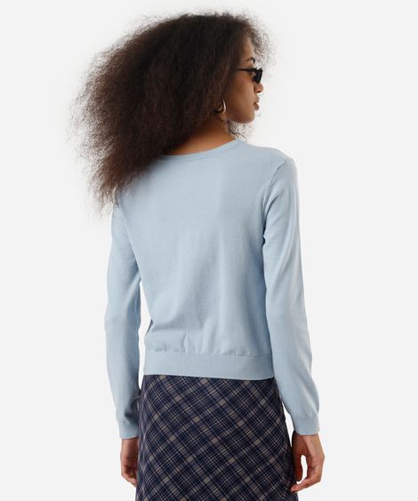 cardigan feminino de tricot azul