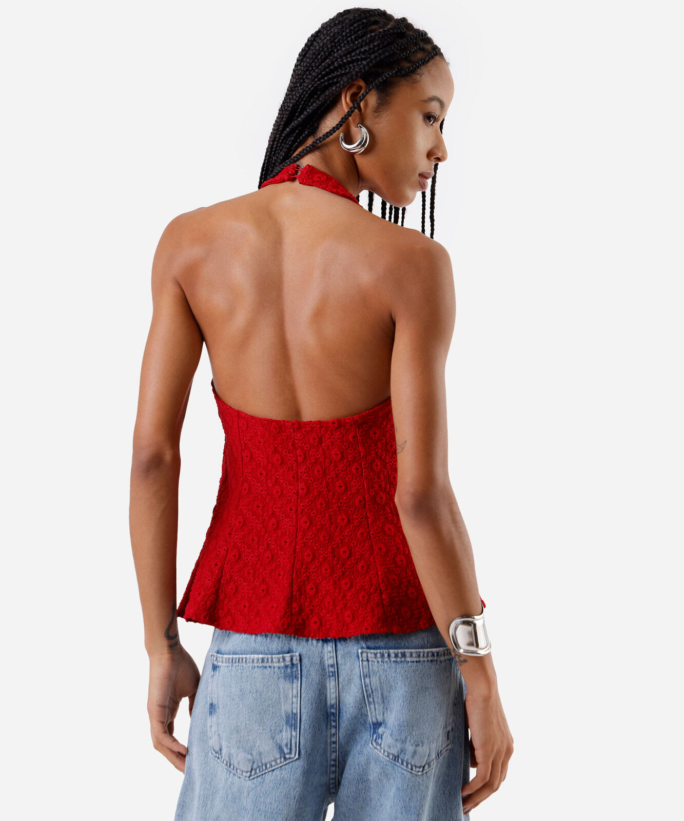 blusa peplum feminina de laise frente única vermelho