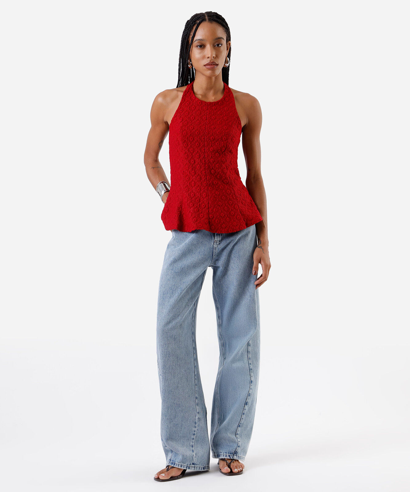 blusa peplum feminina de laise frente única vermelho
