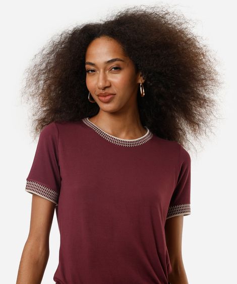 blusa feminina de viscose manga curta vinho