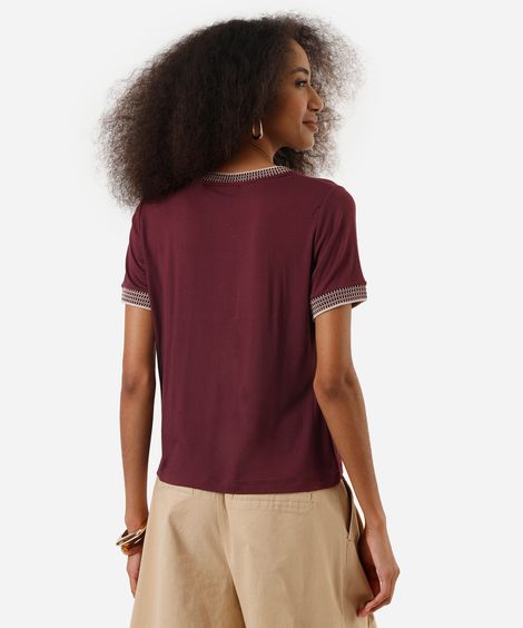 blusa feminina de viscose manga curta vinho