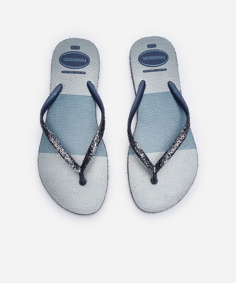 chinelo havaianas feminino glitter azul