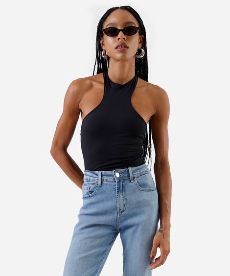 blusa feminina halterneck preta